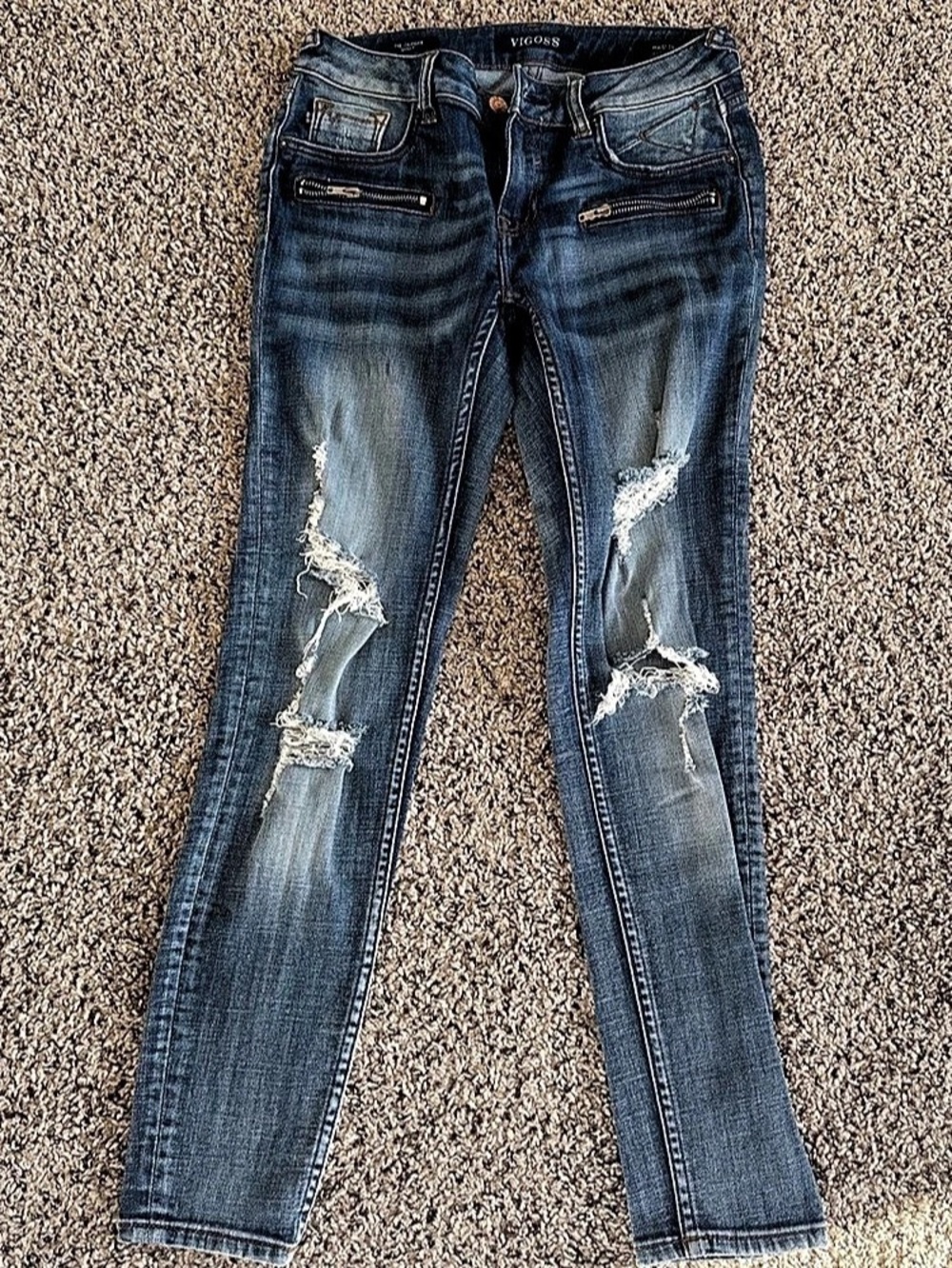 Vigoss Distressed Skinny Jeans in Blue
